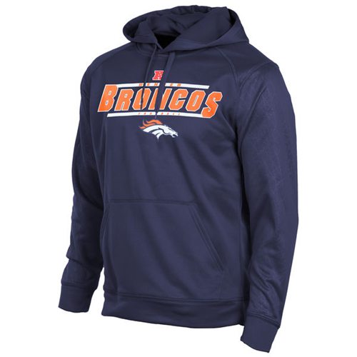Denver Broncos Majestic Synthetic Hoodie Sweatshirt Navy Blue - Click Image to Close